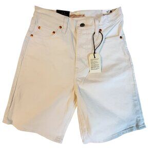 Levis Premium Ribcage Bermuda White Denim Shorts Size 25 Classic five-pocke